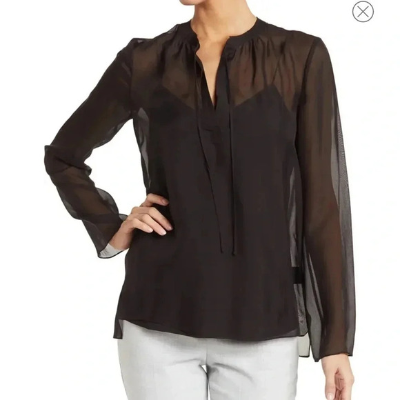 Theory Livilla Long Sleeve Silk Blouse - Picture 1 of 11